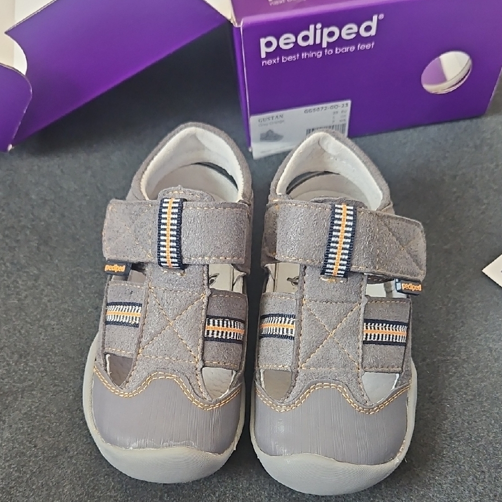 Pediped Gray and White Baby Walker Shoes